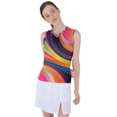 Abstract Colorful Background Wavy Women s Sleeveless Sports Top by Simbadda