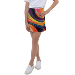 Abstract Colorful Background Wavy Kids  Tennis Skirt by Simbadda