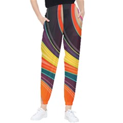 Abstract Colorful Background Wavy Women s Tapered Pants by Simbadda