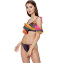 Abstract Colorful Background Wavy Ruffle Edge Tie Up Bikini Set	 View2