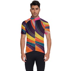 Abstract Colorful Background Wavy Men s Short Sleeve Cycling Jersey by Simbadda