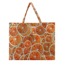 Oranges Background Texture Pattern Zipper Large Tote Bag by Simbadda