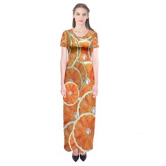 Oranges Background Texture Pattern Short Sleeve Maxi Dress by Simbadda