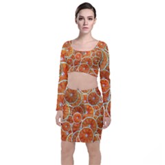 Oranges Background Texture Pattern Top And Skirt Sets by Simbadda