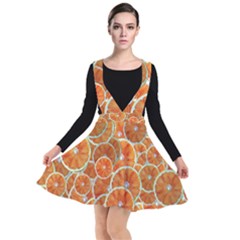 Oranges Background Texture Pattern Plunge Pinafore Dress by Simbadda