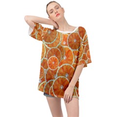 Oranges Background Texture Pattern Oversized Chiffon Top by Simbadda