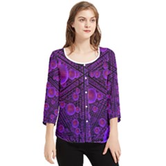 Spheres Combs Structure-regulation Chiffon Quarter Sleeve Blouse by Simbadda