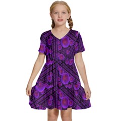 Spheres Combs Structure-regulation Kids  Short Sleeve Tiered Mini Dress by Simbadda