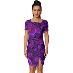 Spheres Combs Structure-regulation Fitted Knot Split End Bodycon Dress by Simbadda