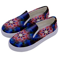 Mandala Pattern Kaleidoscope Kids  Canvas Slip Ons by Simbadda