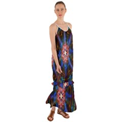 Mandala Pattern Kaleidoscope Cami Maxi Ruffle Chiffon Dress by Simbadda