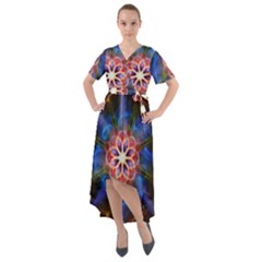 Mandala Pattern Kaleidoscope Front Wrap High Low Dress