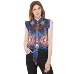 Mandala Pattern Kaleidoscope Frill Detail Shirt by Simbadda