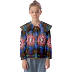 Mandala Pattern Kaleidoscope Kids  Peter Pan Collar Blouse by Simbadda