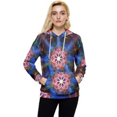 Mandala Pattern Kaleidoscope Women s Lightweight Drawstring Hoodie