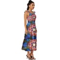 Mandala Pattern Kaleidoscope Tie-Strap Tiered Midi Chiffon Dress View3