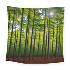 Green Forest Jungle Trees Nature Sunny Square Tapestry (large) by Ravend