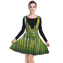 Green Forest Jungle Trees Nature Sunny Plunge Pinafore Dress by Ravend