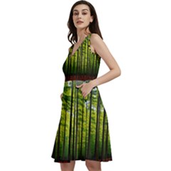 Green Forest Jungle Trees Nature Sunny Sleeveless V-neck Skater Dress by Ravend