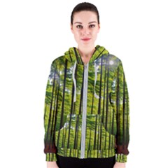 Green Forest Jungle Trees Nature Sunny Women s Zipper Hoodie by Ravend