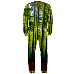 Green Forest Jungle Trees Nature Sunny Onepiece Jumpsuit (men) by Ravend