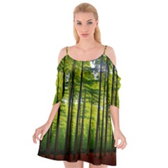 Green Forest Jungle Trees Nature Sunny Cutout Spaghetti Strap Chiffon Dress by Ravend