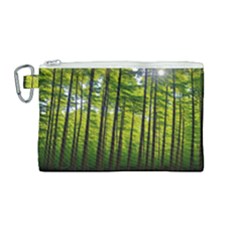 Green Forest Jungle Trees Nature Sunny Canvas Cosmetic Bag (medium) by Ravend