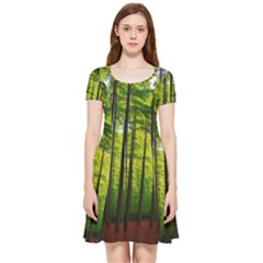 Green Forest Jungle Trees Nature Sunny Inside Out Cap Sleeve Dress by Ravend