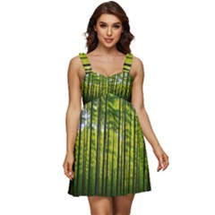 Green Forest Jungle Trees Nature Sunny Ruffle Strap Babydoll Chiffon Dress by Ravend