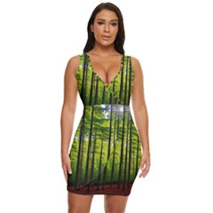 Green Forest Jungle Trees Nature Sunny Draped Bodycon Dress by Ravend