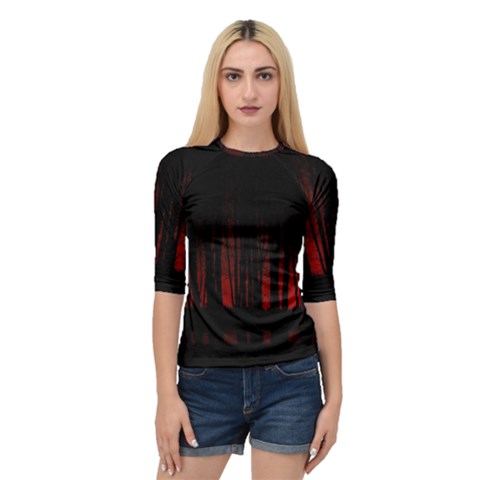 Scary Dark Forest Red And Black Quarter Sleeve Raglan Tee by Ravend