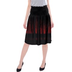 Scary Dark Forest Red And Black Midi Beach Skirt by Ravend