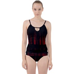 Scary Dark Forest Red And Black Cut Out Top Tankini Set by Ravend