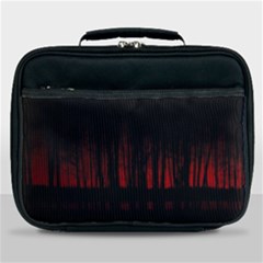 Scary Dark Forest Red And Black Lunch Bag by Ravend