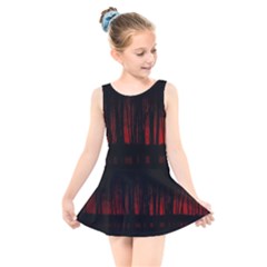 Scary Dark Forest Red And Black Kids  Skater Dress Swimsuit by Ravend