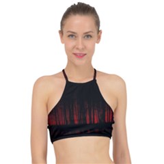 Scary Dark Forest Red And Black Racer Front Bikini Top by Ravend