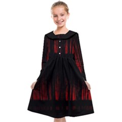 Scary Dark Forest Red And Black Kids  Midi Sailor Dress by Ravend