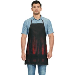 Scary Dark Forest Red And Black Kitchen Apron by Ravend