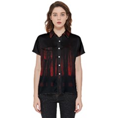 Scary Dark Forest Red And Black Short Sleeve Pocket Shirt by Ravend