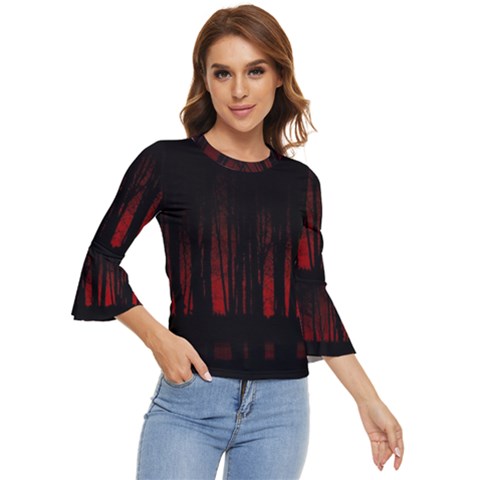 Scary Dark Forest Red And Black Bell Sleeve Top by Ravend