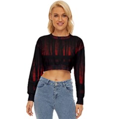 Scary Dark Forest Red And Black Lightweight Long Sleeve Sweatshirt by Ravend