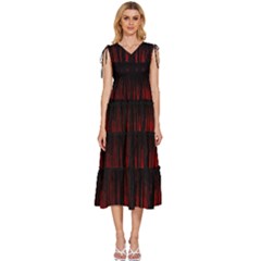 Scary Dark Forest Red And Black V-neck Drawstring Shoulder Sleeveless Maxi Dress by Ravend