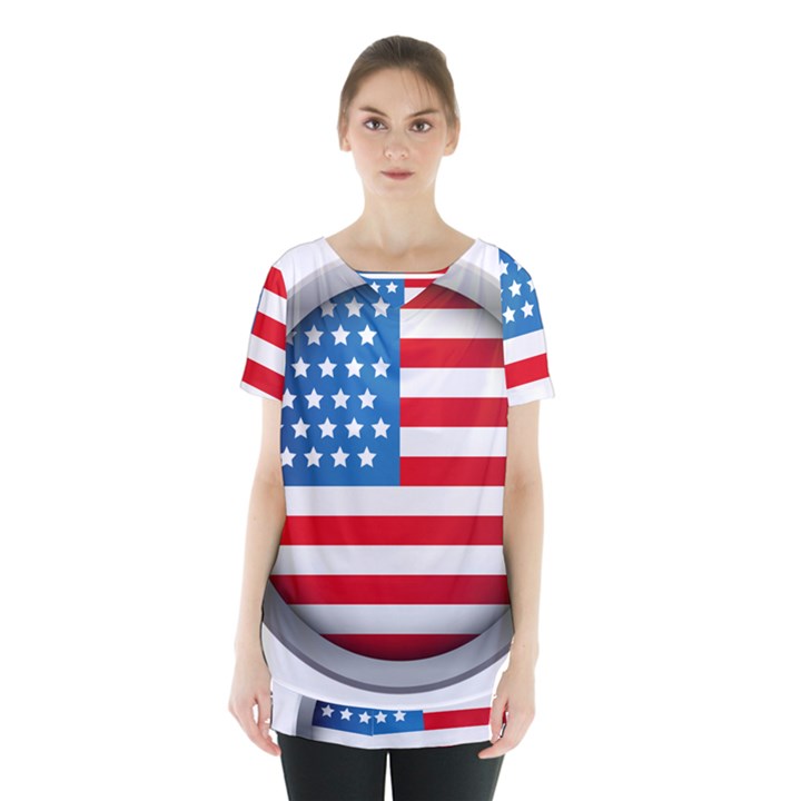 United Of America Usa Flag Skirt Hem Sports Top