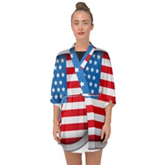 United Of America Usa Flag Half Sleeve Chiffon Kimono by Celenk