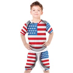 United Of America Usa Flag Kids  Tee And Shorts Set by Celenk