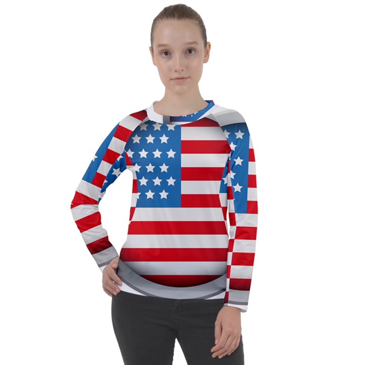 United Of America Usa Flag Women s Long Sleeve Raglan Tee