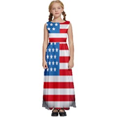 United Of America Usa Flag Kids  Satin Sleeveless Maxi Dress by Celenk