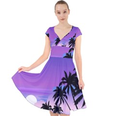 Scenery Landscape Nature Cap Sleeve Front Wrap Midi Dress by Ravend