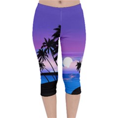 Scenery Landscape Nature Velvet Capri Leggings  by Ravend