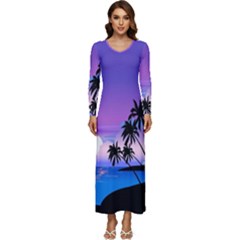 Scenery Landscape Nature Long Sleeve Longline Maxi Dress by Ravend